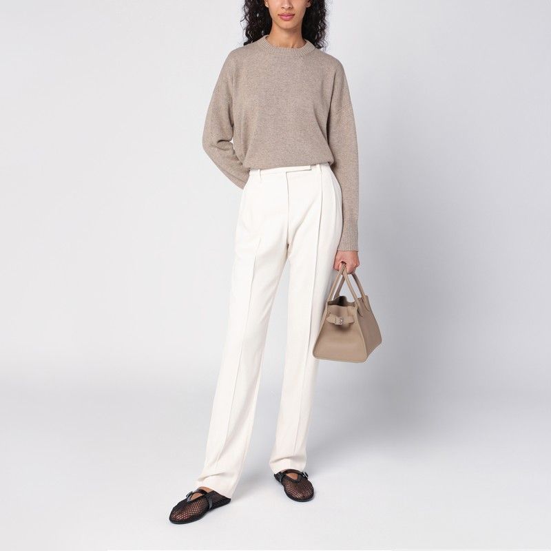 BRUNELLO CUCINELLI Elegant Beige Cashmere Crew-Neck Sweater