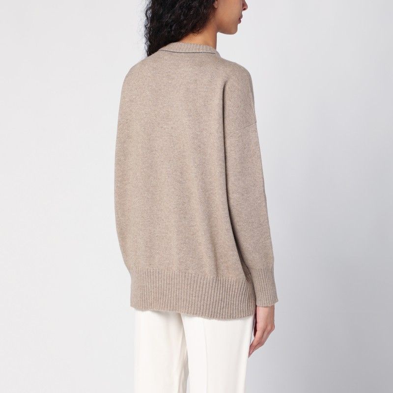 BRUNELLO CUCINELLI Elegant Beige Cashmere Crew-Neck Sweater