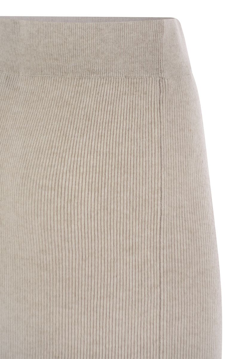 BRUNELLO CUCINELLI Luxurious Cashmere-Silk Ribbed Midi Skirt