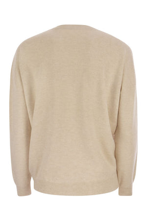 BRUNELLO CUCINELLI Luxurious Beige Crew-Neck Sweater for Women - FW23