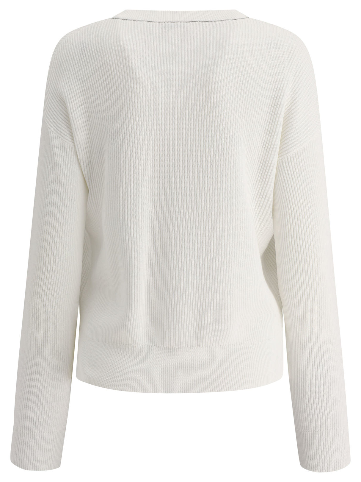 BRUNELLO CUCINELLI Classic White Cotton Sweater