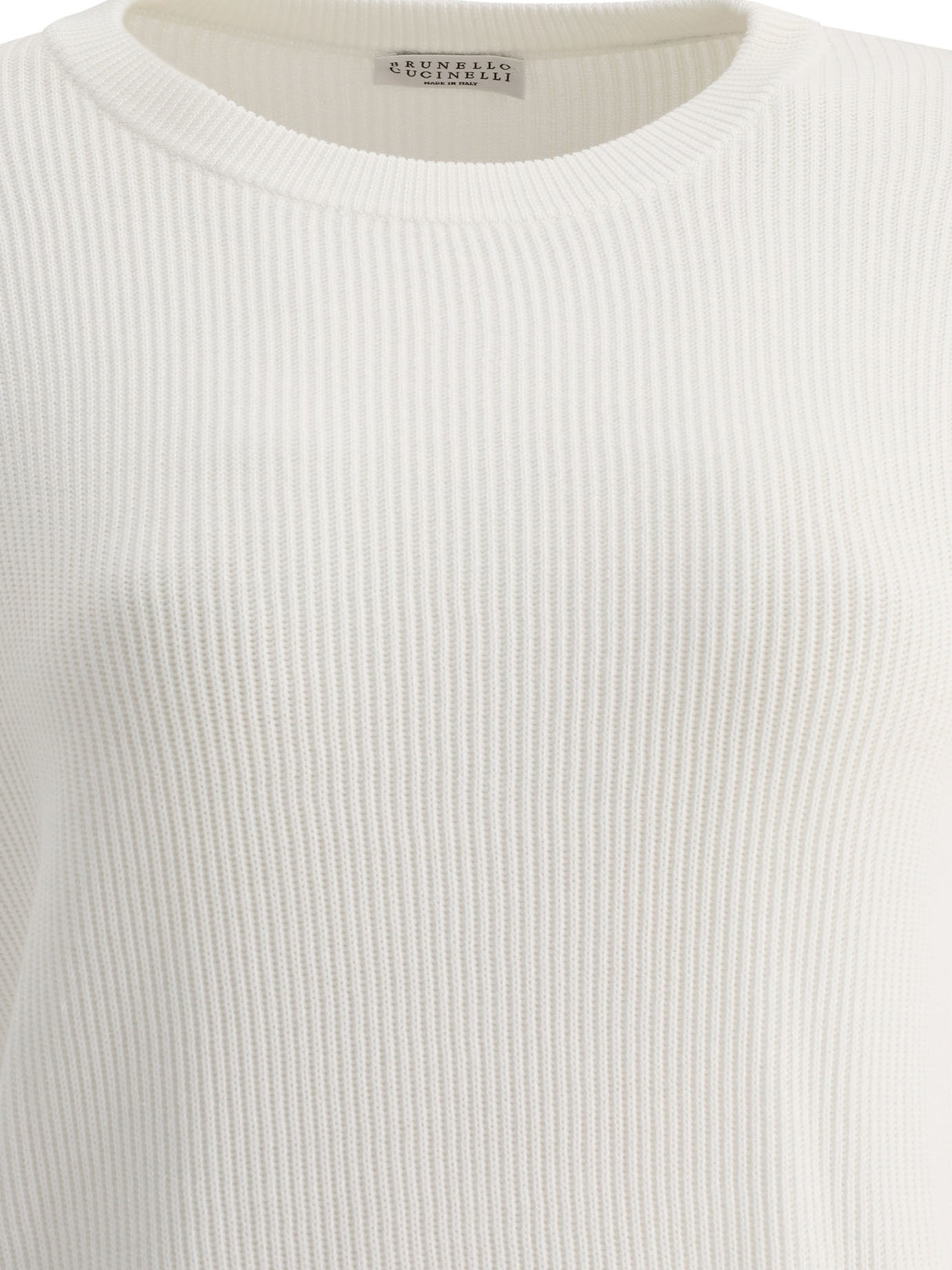 BRUNELLO CUCINELLI Classic White Cotton Sweater