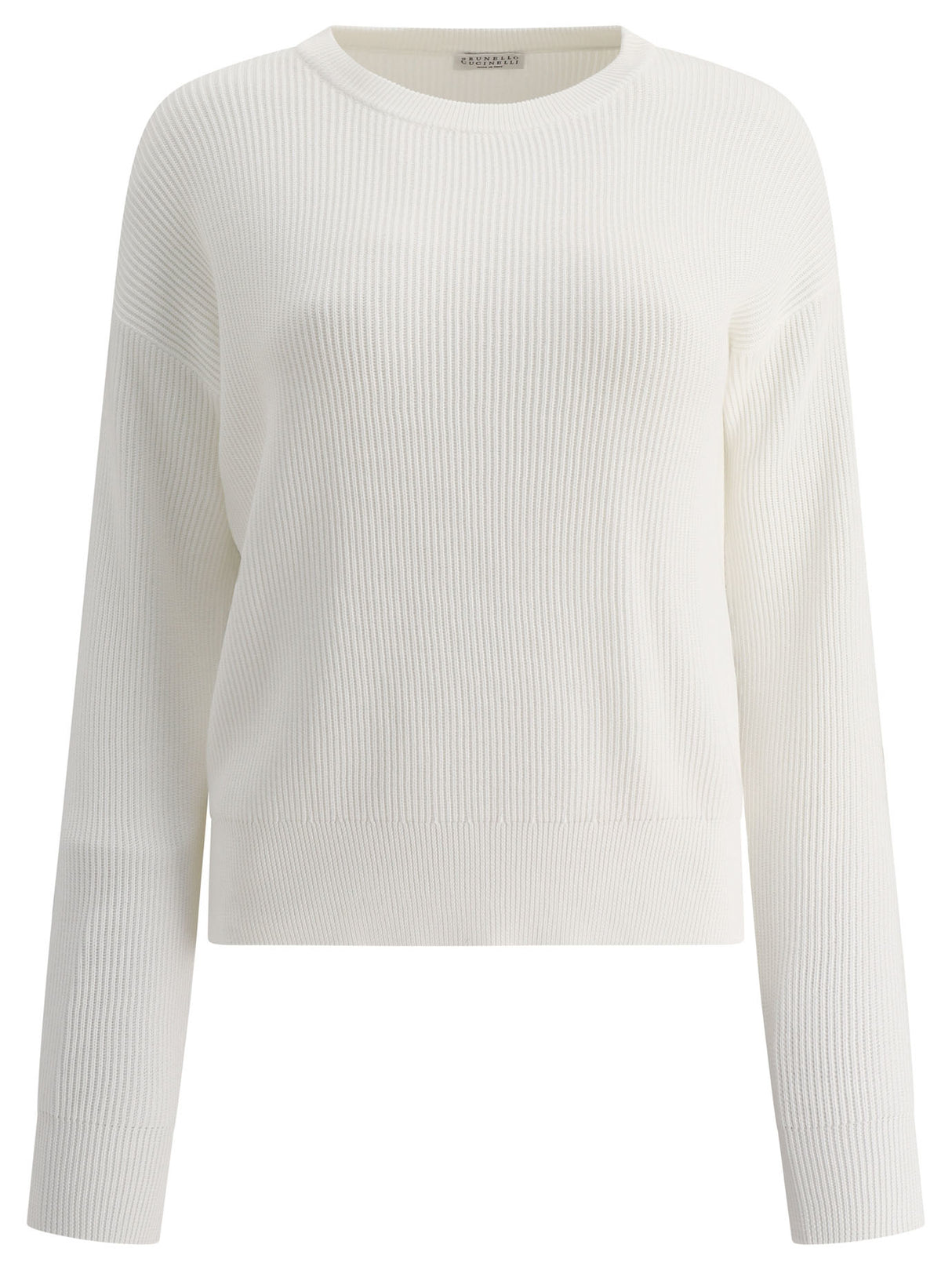 BRUNELLO CUCINELLI Classic White Cotton Sweater