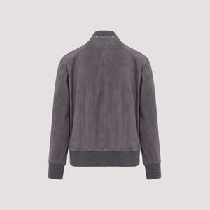 PAUL SMITH Modern Grey Suede Bomber Jacket for Men