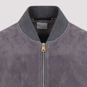 PAUL SMITH Modern Grey Suede Bomber Jacket for Men