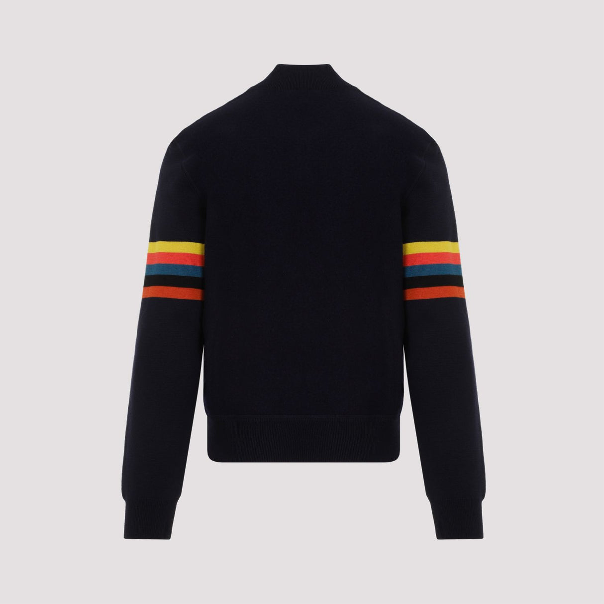 PAUL SMITH Navy Wool Knit Bomber Jacket for Men - FW24