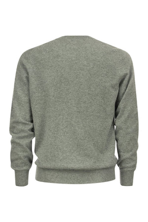 BRUNELLO CUCINELLI Men's Hazeltnut Crew-Neck Sweater in Pure Cashmere - 2024 Collection