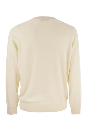BRUNELLO CUCINELLI Men's Pure Cashmere Crew-Neck Sweater in Ivory