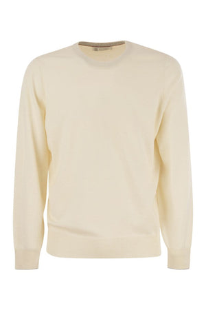 BRUNELLO CUCINELLI Men's Hazeltnut Crew-Neck Sweater in Pure Cashmere - 2024 Collection