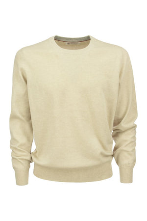 BRUNELLO CUCINELLI Men's Hazeltnut Crew-Neck Sweater in Pure Cashmere - 2024 Collection