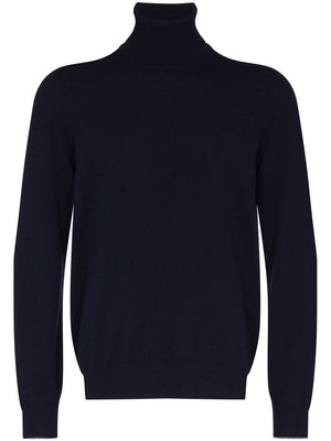 BRUNELLO CUCINELLI Luxury Navy Cashmere Turtleneck Sweater