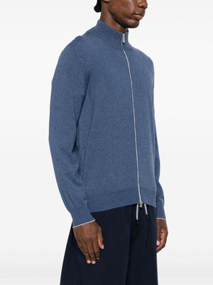 BRUNELLO CUCINELLI Indigo Cashmere Zip Cardigan