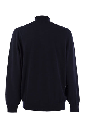 BRUNELLO CUCINELLI Luxury Navy Cashmere Zip Cardigan