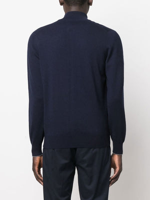 BRUNELLO CUCINELLI Luxury Navy Cashmere Zip Cardigan