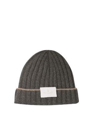 BRUNELLO CUCINELLI Men's Grey Cashmere Two-Tone Beanie for FW23