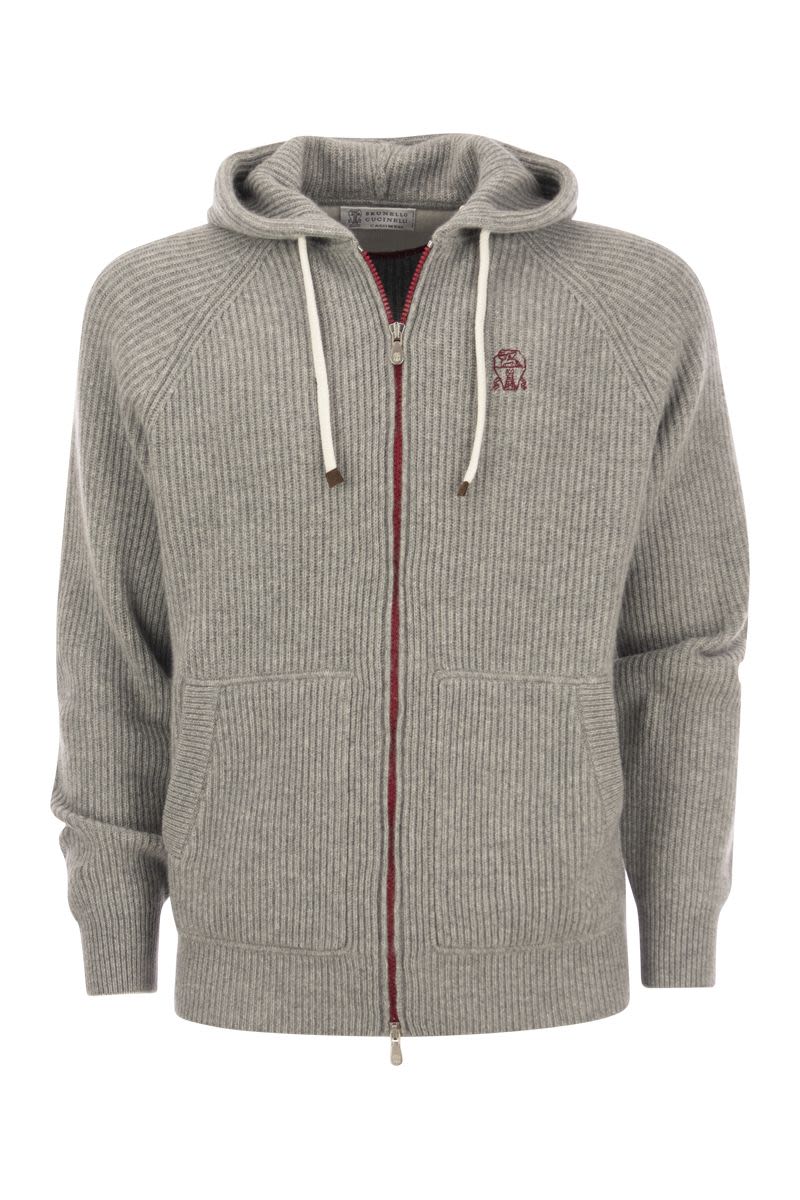 BRUNELLO CUCINELLI Men's Grey Zippered Sweater for 2024 Season