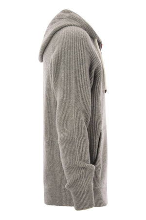 BRUNELLO CUCINELLI Men's Grey Zippered Sweater for 2024 Season