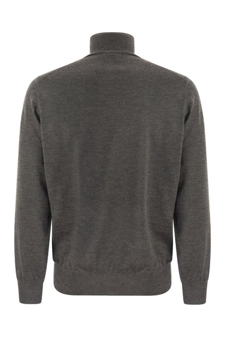 BRUNELLO CUCINELLI Men's Lightweight Cashmere and Silk Turtleneck Sweater for FW23 in Grey