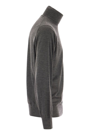 BRUNELLO CUCINELLI Men's Lightweight Cashmere and Silk Turtleneck Sweater for FW23 in Grey