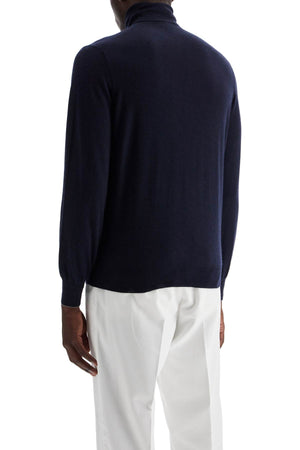 BRUNELLO CUCINELLI Luxury Navy Wool-Cashmere Turtleneck Sweater