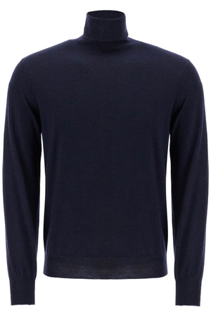 Áo len cổ lọ dệt từ len và cashmere màu xanh navy