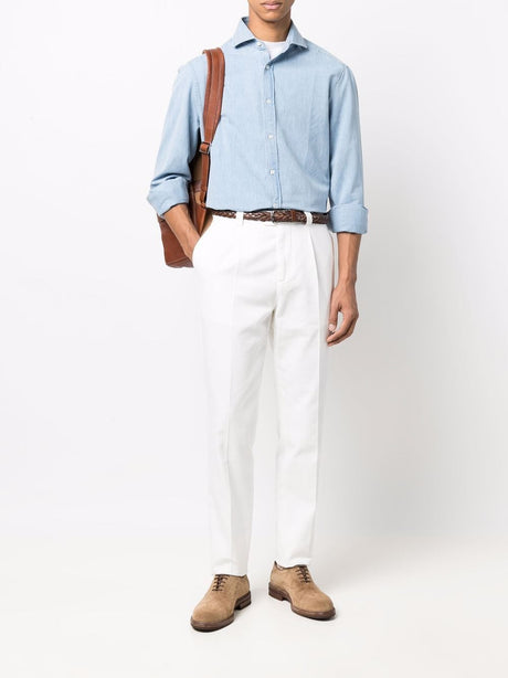 BRUNELLO CUCINELLI Men's White Cotton Straight-Leg Chino Trousers | Spring/Summer 2024 Collection