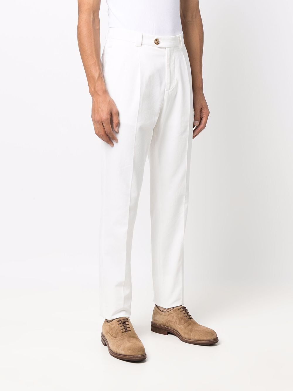 BRUNELLO CUCINELLI Men's White Cotton Straight-Leg Chino Trousers | Spring/Summer 2024 Collection