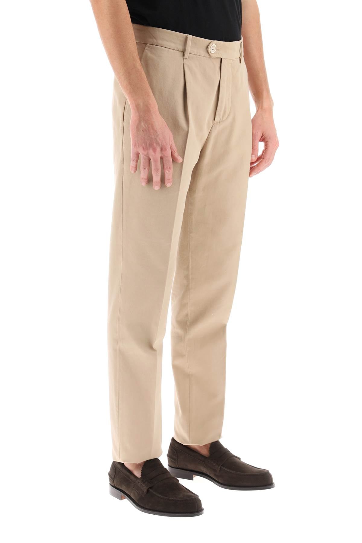 BRUNELLO CUCINELLI Beige Chino Pants in Pure Cotton Gabardine for Men - SS24 Collection