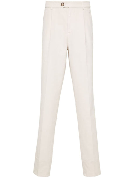 BRUNELLO CUCINELLI Cotton Twill Trousers for Men - Sand Beige