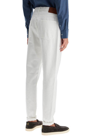 BRUNELLO CUCINELLI Iconic Fit White Denim Jeans for Men