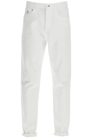 BRUNELLO CUCINELLI Iconic Fit White Denim Jeans for Men