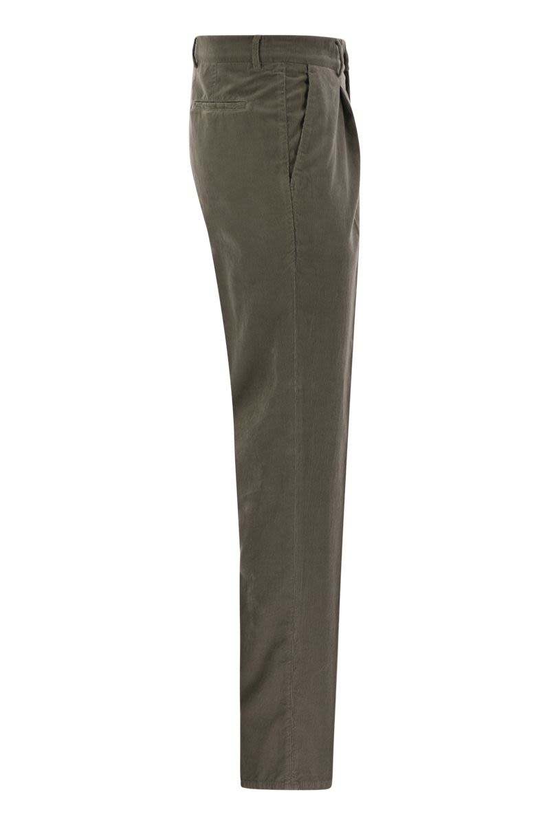 BRUNELLO CUCINELLI Leisure Fit Cotton Corduroy Trousers with Darts