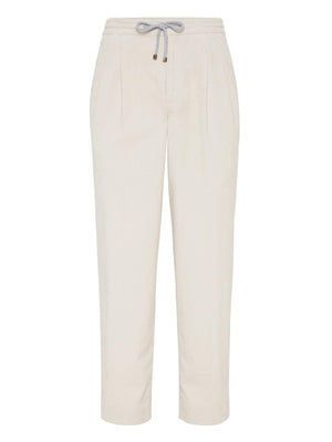 BRUNELLO CUCINELLI Men's Elegant Beige Corduroy Trousers