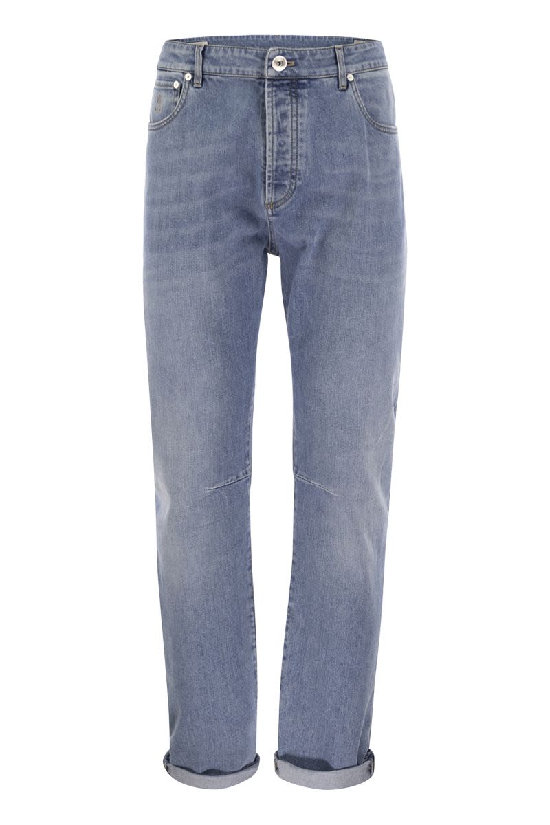 BRUNELLO CUCINELLI Leisure Fit Lightweight Denim Trousers with Five-Pocket Design - Hem 18 cm