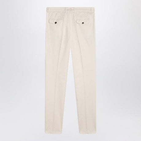 BRUNELLO CUCINELLI Classic White Cotton Trousers for Men