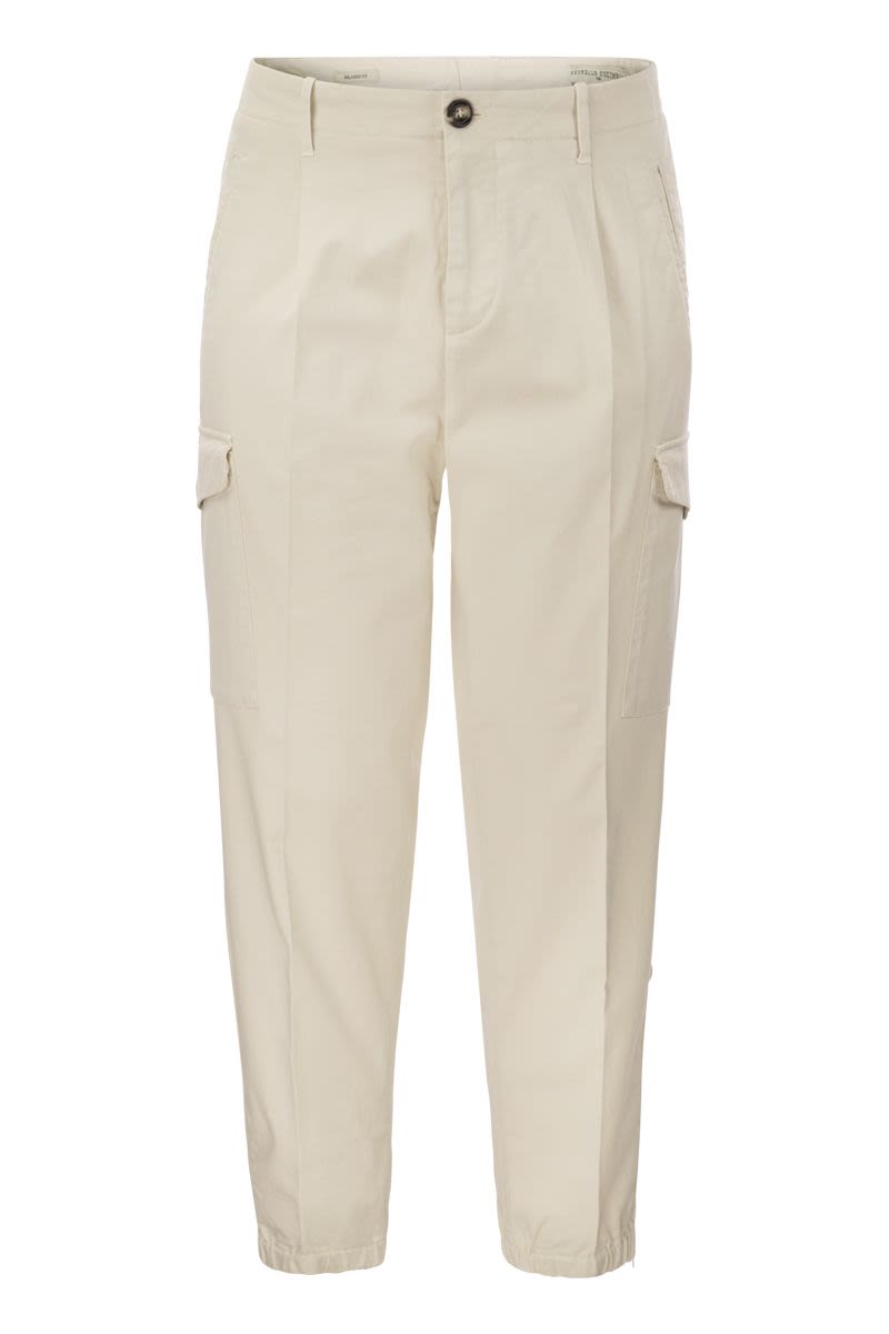 BRUNELLO CUCINELLI Men's Cotton Gabardine Cargo Trousers with Military-Inspired Pockets