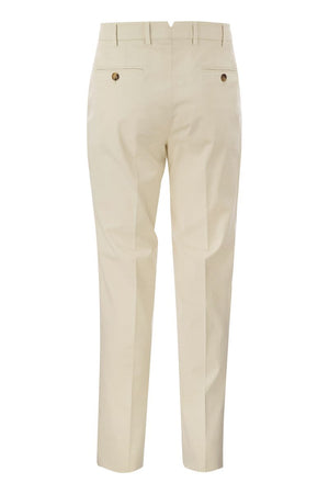 BRUNELLO CUCINELLI Cream Italian Fit Cotton Gabardine Trousers