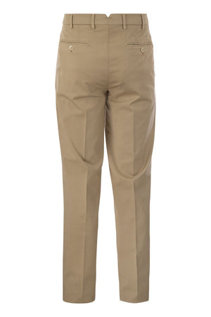 BRUNELLO CUCINELLI Men's Italian Fit Cotton Gabardine Trousers in Beige for SS24