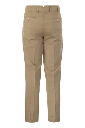 BRUNELLO CUCINELLI Cream Italian Fit Cotton Gabardine Trousers