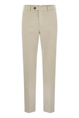 BRUNELLO CUCINELLI Cream Italian Fit Cotton Gabardine Trousers