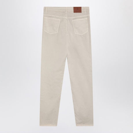 BRUNELLO CUCINELLI Men's Beige Regular Fit Cotton Trousers