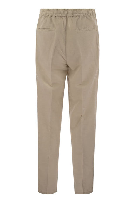 BRUNELLO CUCINELLI Men's Brown Linen and Cotton Pants for the SS24 Season