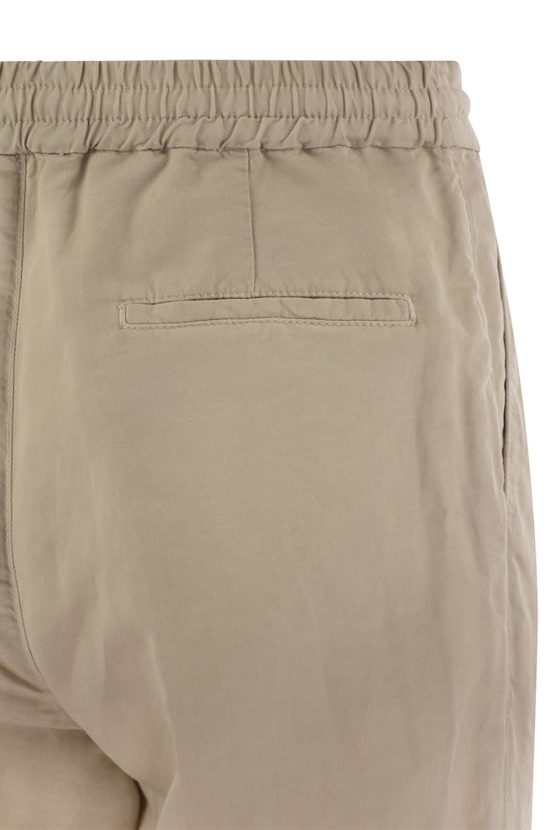 BRUNELLO CUCINELLI Men's Brown Linen and Cotton Pants for the SS24 Season