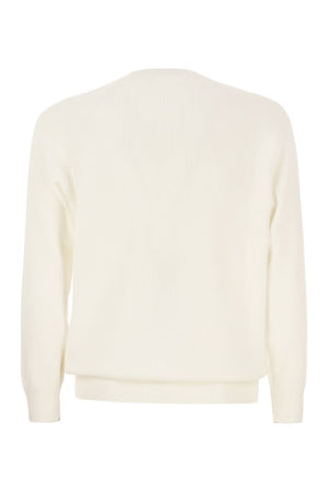 Áo len Cotton trắng nam với tay raglan cho mùa xuân hè 23