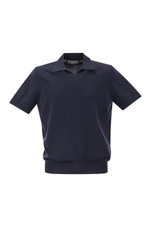 BRUNELLO CUCINELLI Sophisticated Men's Cotton Polo Style Sweater in Navy for SS24