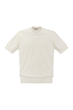 BRUNELLO CUCINELLI Men's White Cotton Knit T-Shirt for SS24