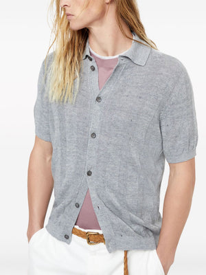 BRUNELLO CUCINELLI Gray Textured Rib Knit Shirt