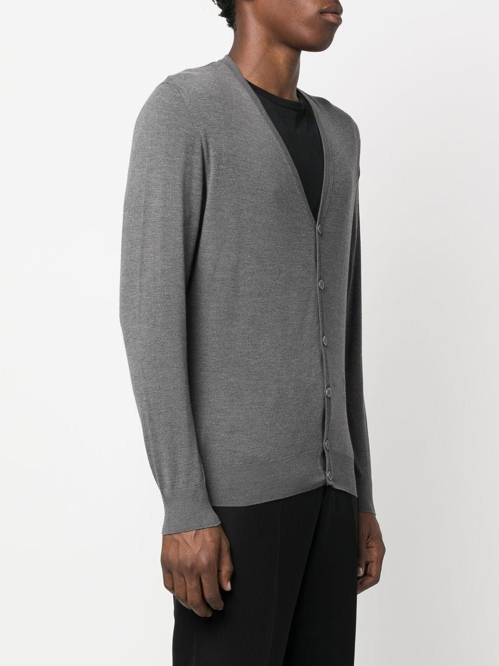 COLOMBO Mens Botton Cardigan in Grigio Melange for FW22