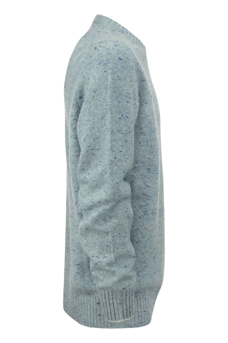Áo Sweater Nam Cổ Tròn Màu Xanh Lịch Lãm Bằng Sợi Len và Cashmere - Bộ sưu tập FW22