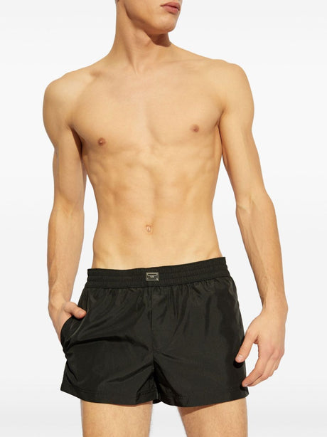 DOLCE & GABBANA Logo-Plaque Mini Swim Shorts